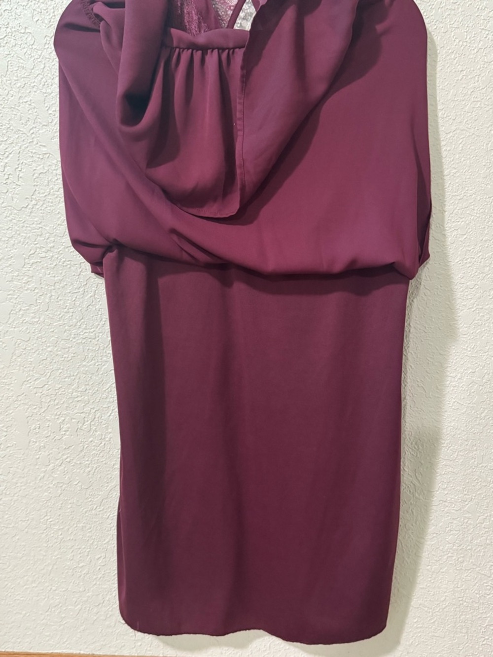 JODI KRISTOPHER Sleeveless Lace Yoke Ruffle Hem Dress S 18” p2p Wine NWOT - Picture 6 of 12